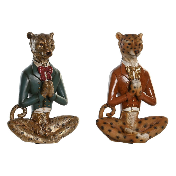 Декоративна фигурка DKD Home Decor Син Кафяв Златен Леопард 16 x 9,5 x 23 cm (2 броя)