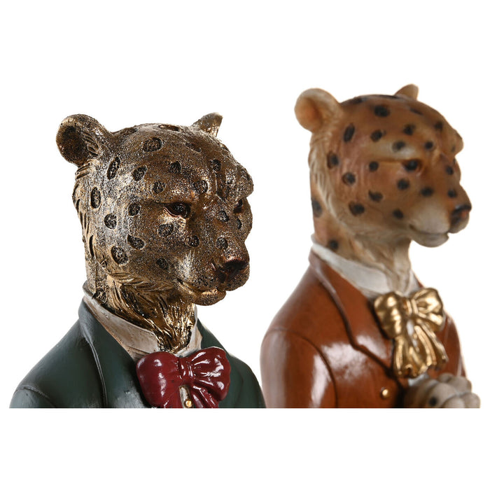 Декоративна фигурка DKD Home Decor Син Кафяв Златен Леопард 16 x 9,5 x 23 cm (2 броя)