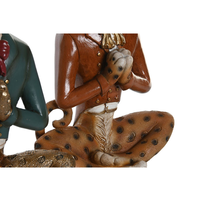 Декоративна фигурка DKD Home Decor Син Кафяв Златен Леопард 16 x 9,5 x 23 cm (2 броя)