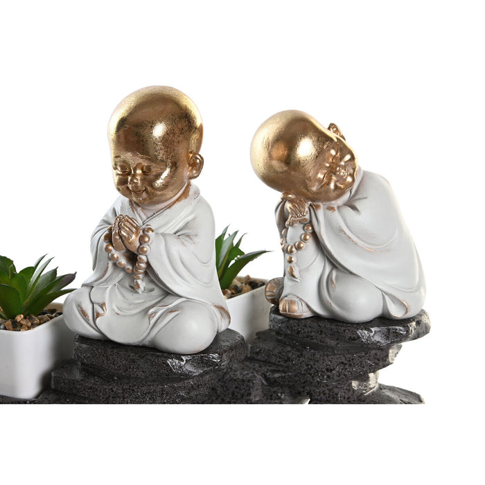 Декоративна фигурка DKD Home Decor Черен Златен Бял Смола Монах Ориенталски (21 x 7,5 x 25 cm) (2 броя)