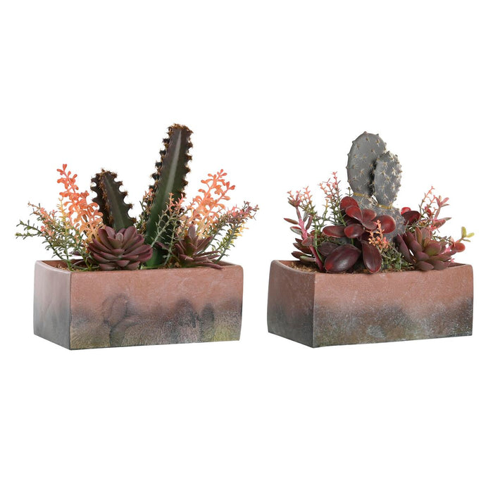 Декоративно Растение DKD Home Decor 19 x 9 x 22 cm Розов Оранжев Кактус Гума Ева полипропилен (2 броя)