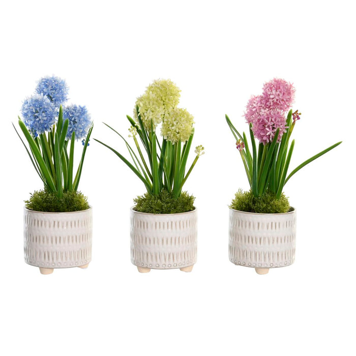 Декоративно Растение DKD Home Decor Пяна Син Розов Жълт полипропилен 15 x 15 x 30 cm (3 Части)
