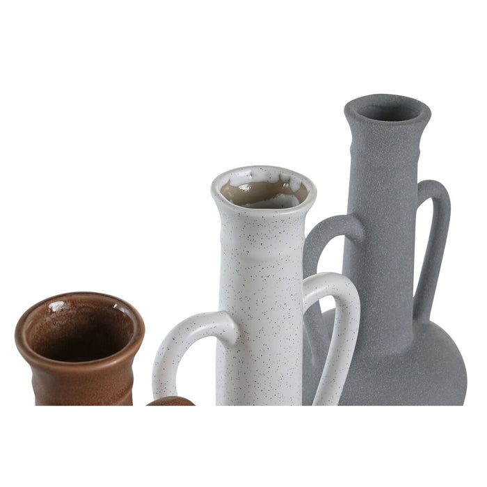 Ваза DKD Home Decor Бял Сив теракота Порцелан 12,7 x 12,5 x 30 cm (3 броя)