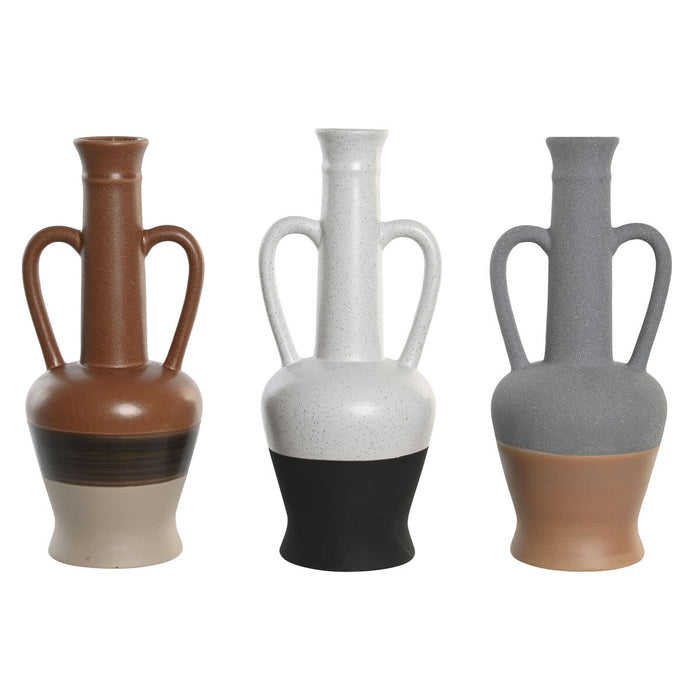 Ваза DKD Home Decor Бял Сив теракота Порцелан 12,7 x 12,5 x 30 cm (3 броя)