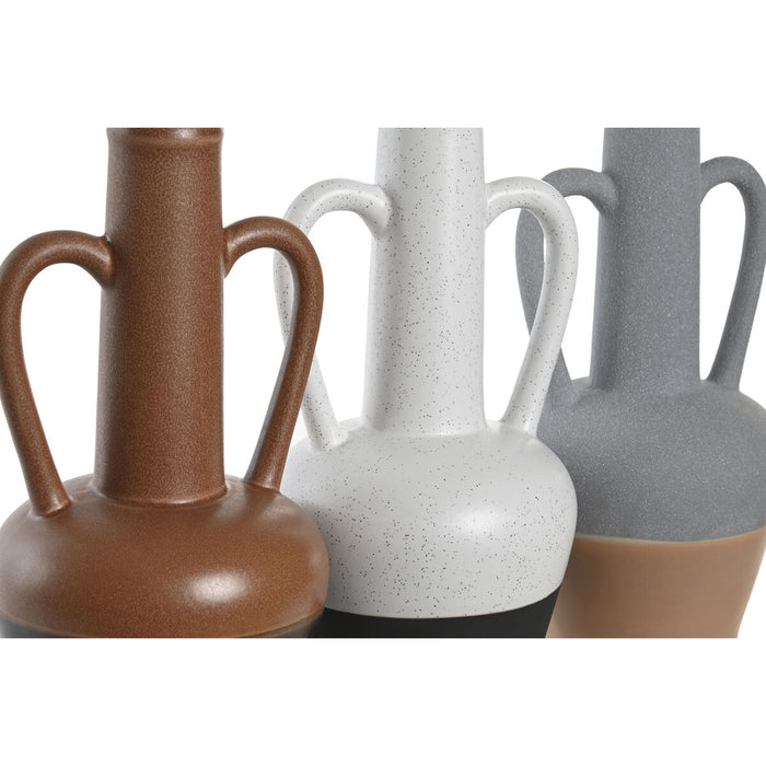 Ваза DKD Home Decor Бял Сив теракота Порцелан 12,7 x 12,5 x 30 cm (3 броя)