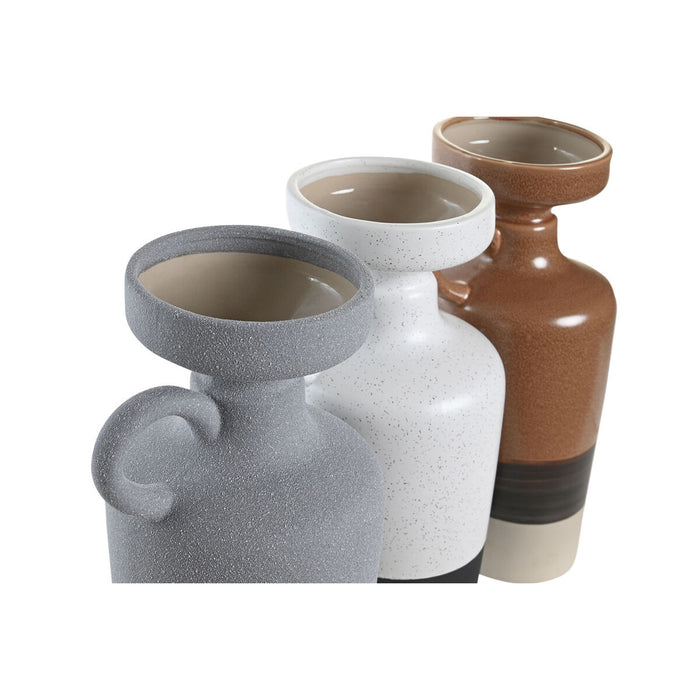 Ваза DKD Home Decor Бял Сив теракота Порцелан 13,3 x 11 x 27,3 cm 13,3 x 11 x 28 cm (3 броя)
