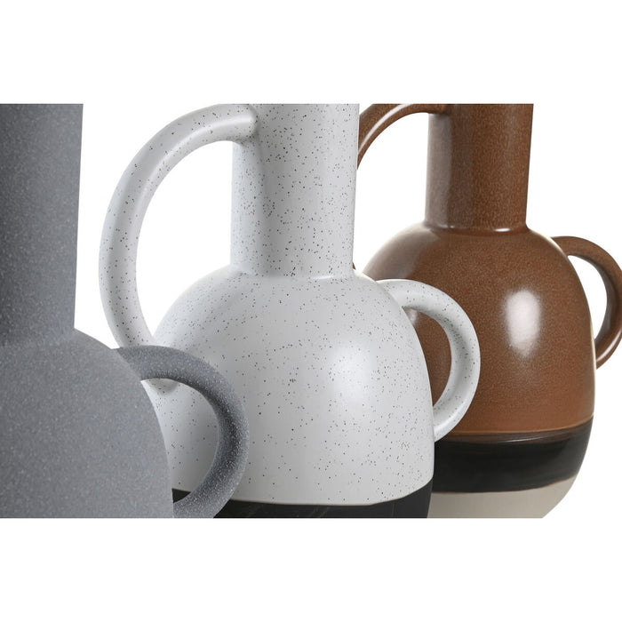Ваза DKD Home Decor Бял Сив теракота Порцелан 19,5 x 12 x 22,6 cm (3 броя)