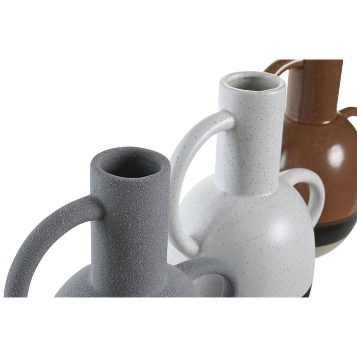 Ваза DKD Home Decor Бял Сив теракота Порцелан 19,5 x 12 x 22,6 cm (3 броя)