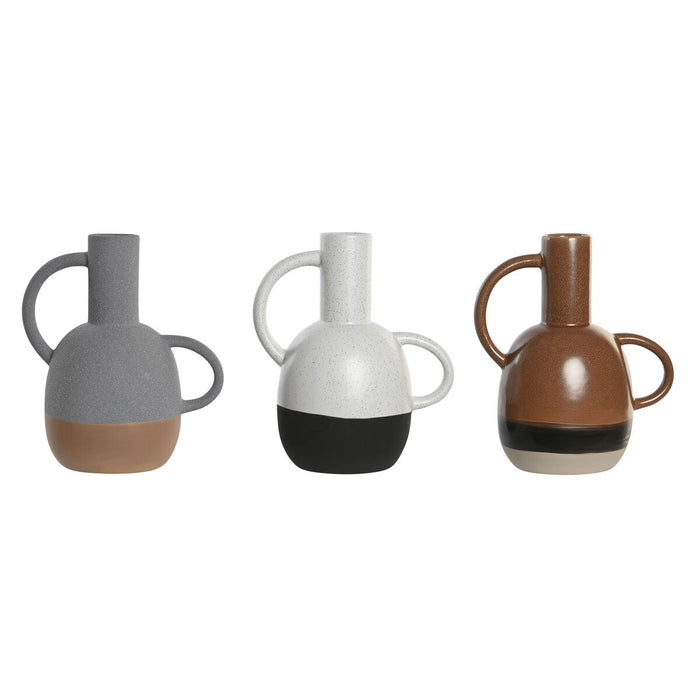 Ваза DKD Home Decor Бял Сив теракота Порцелан 19,5 x 12 x 22,6 cm (3 броя)