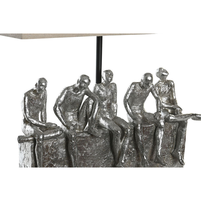 Настолна лампа DKD Home Decor 36 x 21,5 x 43 cm Сребрист Бежов Метал Смола 220 V 50 W