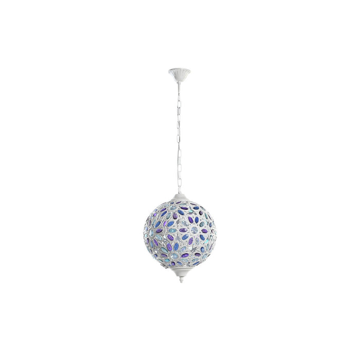 Полилей DKD Home Decor 28 x 28 x 44 cm Метал Бял Многоцветен 50 W