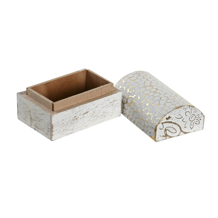 Кутия за бижута DKD Home Decor Бял Златен Алуминий Дърво манго 7,5 x 5,3 x 5,3 cm (6 броя)