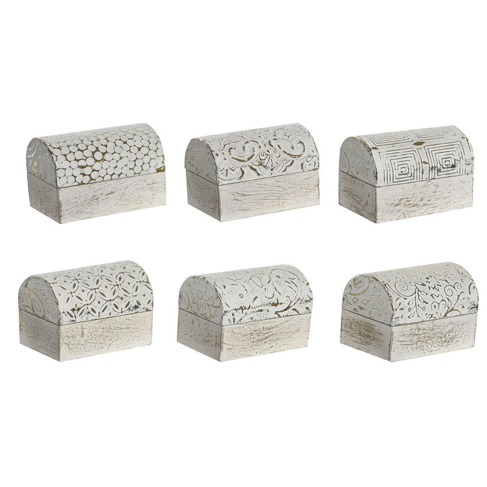 Кутия за бижута DKD Home Decor Бял Златен Алуминий Дърво манго 7,5 x 5,3 x 5,3 cm (6 броя)