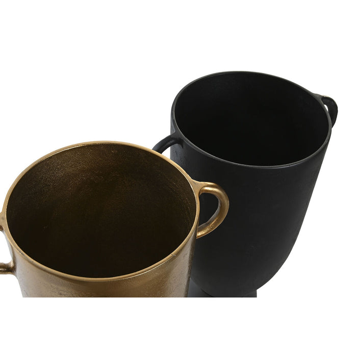 Ваза DKD Home Decor 25 x 18 x 41 cm Черен Златен Алуминий Модерен (2 броя)