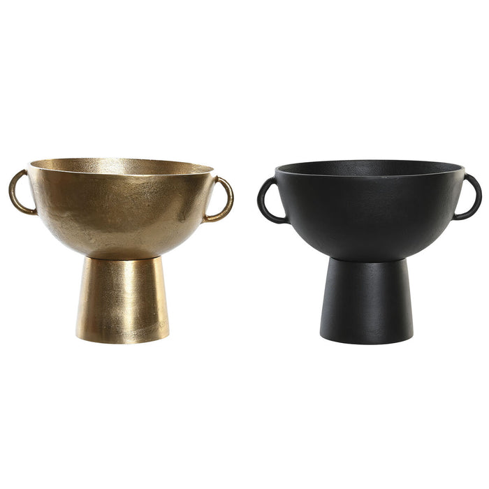 Ваза DKD Home Decor 34 x 28 x 26 cm Черен Златен Алуминий Модерен (2 броя)