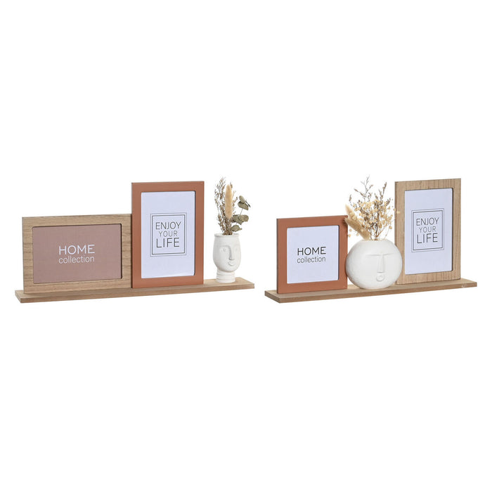Рамка за снимки DKD Home Decor 30 x 5 x 19 cm Цвете Лице Керамика Смола Многоцветен Дървен MDF Град (2 броя)
