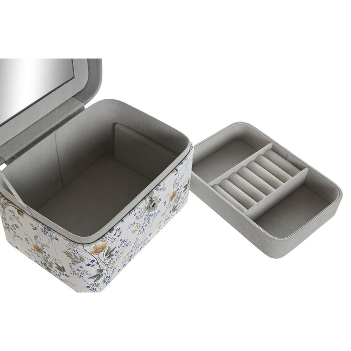 Кутия за бижута DKD Home Decor Бял Сив Люляк Светло розово Полиуретан Огледало 17 x 12 x 10 cm (2 броя)