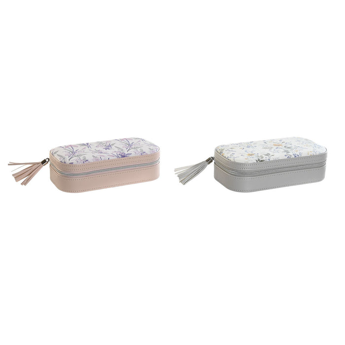 Кутия за бижута DKD Home Decor Бял Сив Люляк Светло розово Полиуретан Огледало 18,5 x 10 x 5 cm (2 броя)