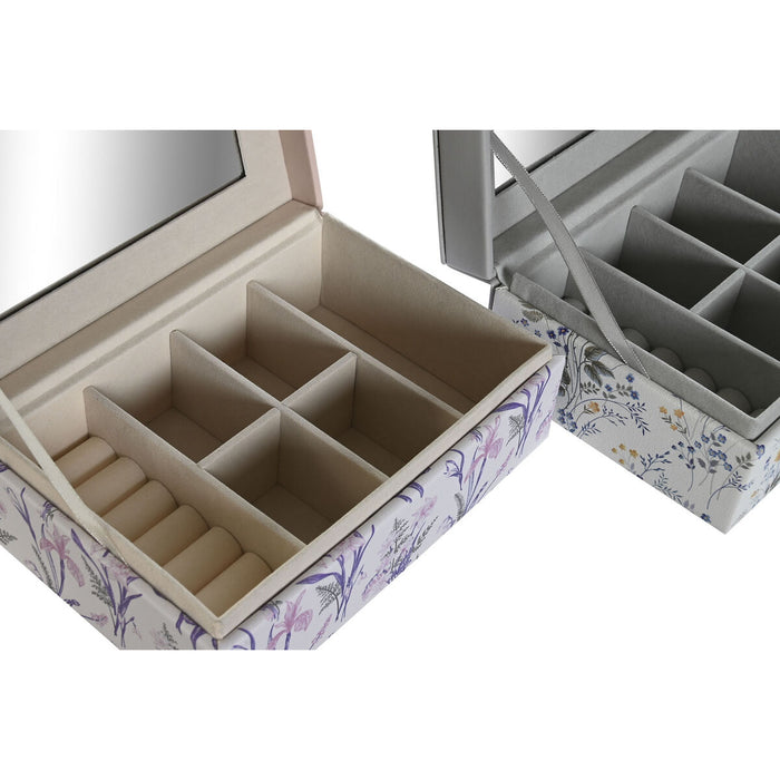 Кутия за бижута DKD Home Decor Бял Сив Люляк Полиуретан 18 x 12,5 x 7,5 cm (2 броя)