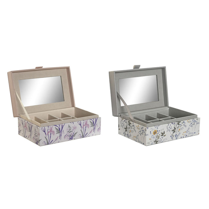 Кутия за бижута DKD Home Decor Бял Сив Люляк Полиуретан 18 x 12,5 x 7,5 cm (2 броя)