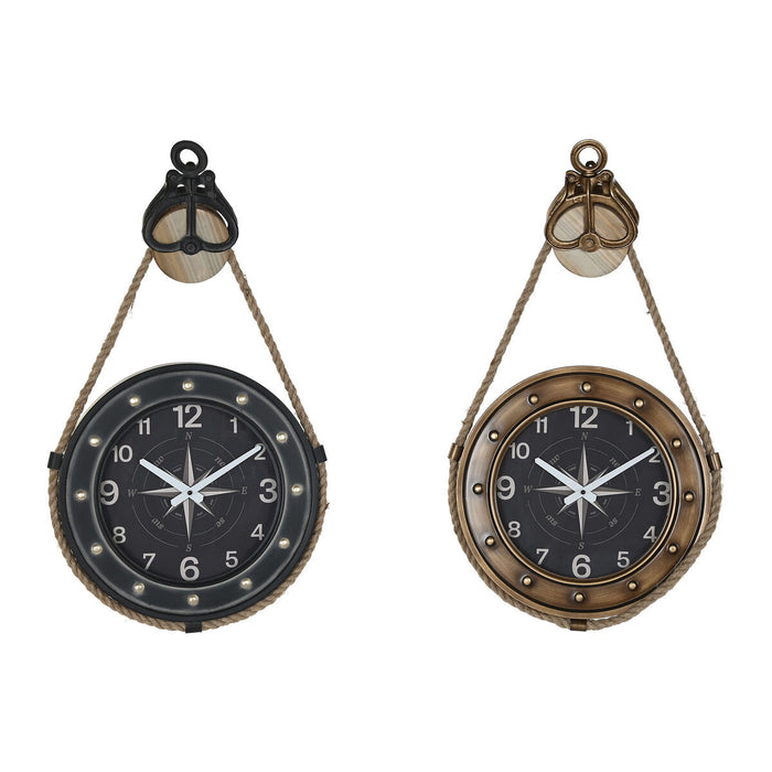 Стенен часовник DKD Home Decor 43 x 8 x 71 cm Кристал Черен Златен Желязо (2 броя)