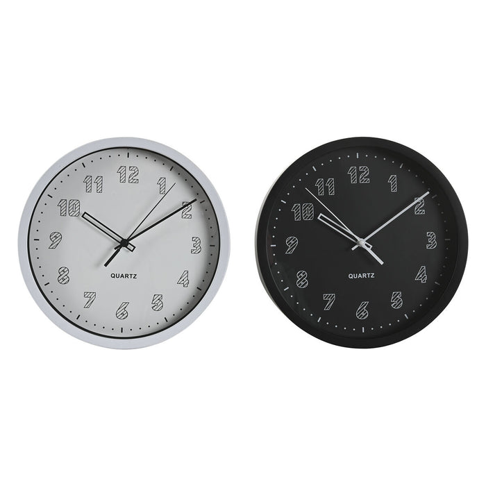 Стенен часовник DKD Home Decor Бял Черен PVC 25,4 x 4 x 25,4 cm (2 броя)