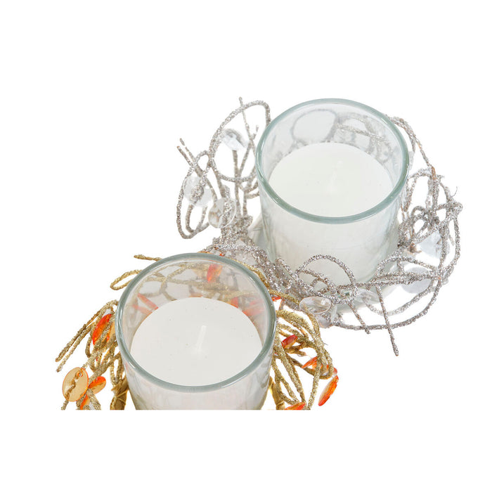 Свещ DKD Home Decor Златен Сребрист Коледа 10.5 x 10.5 x 7 cm 10,5 x 10,5 x 7 cm (4 броя)