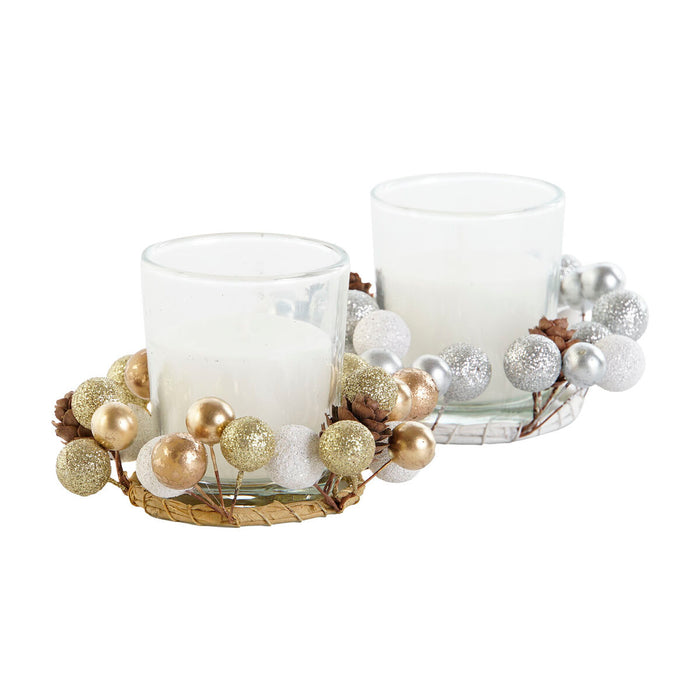 Свещ DKD Home Decor Златен Сребрист Коледа 10.5 x 10.5 x 7 cm 10,5 x 10,5 x 7 cm (4 броя)