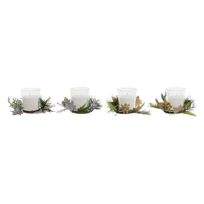 Комплект Свещи DKD Home Decor Златен Сребрист Коледа 10 x 10 x 7 cm (2 броя)