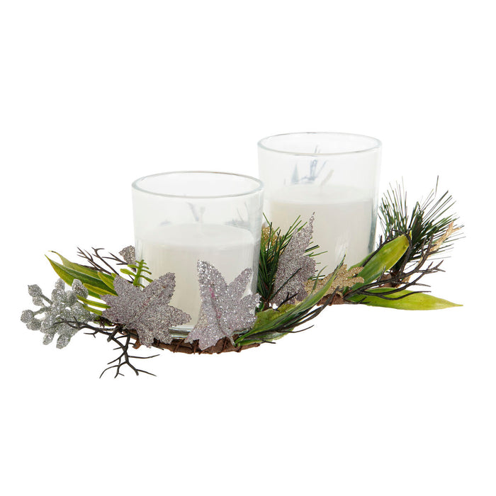 Комплект Свещи DKD Home Decor Златен Сребрист Коледа 10 x 10 x 7 cm (2 броя)