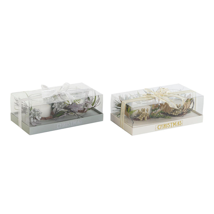 Комплект Свещи DKD Home Decor Златен Сребрист Коледа 10 x 10 x 7 cm (2 броя)
