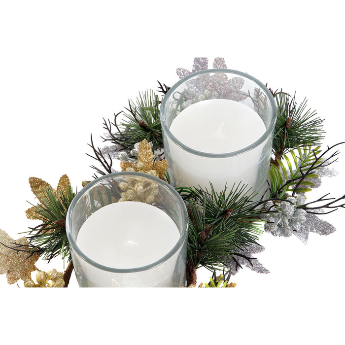 Свещ DKD Home Decor Златен Сребрист Коледа 15 x 15 x 5 cm (2 броя)