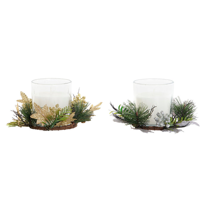 Свещ DKD Home Decor Златен Сребрист Коледа 15 x 15 x 5 cm (2 броя)