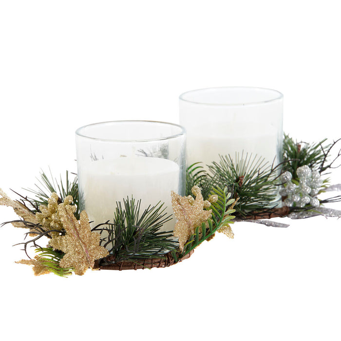 Свещ DKD Home Decor Златен Сребрист Коледа 15 x 15 x 5 cm (2 броя)