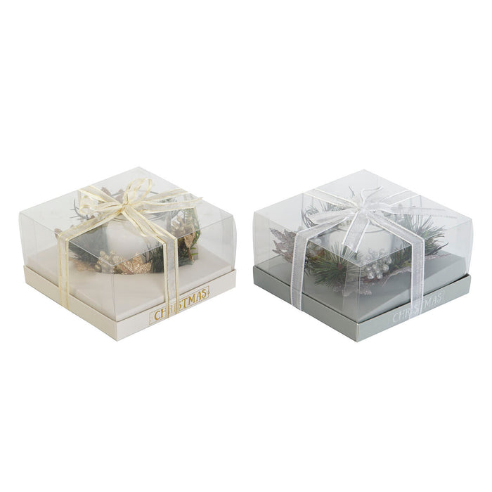 Свещ DKD Home Decor Златен Сребрист Коледа 15 x 15 x 5 cm (2 броя)