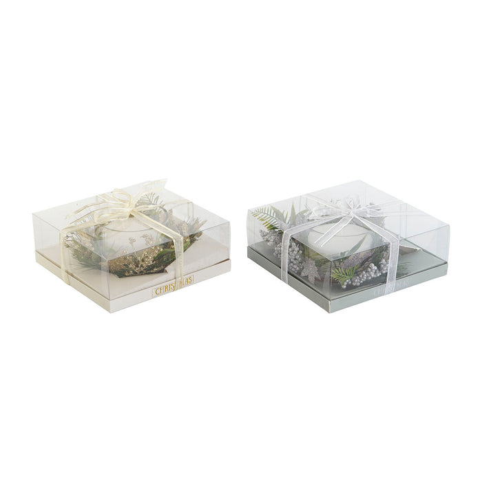 Свещ DKD Home Decor Златен Сребрист Коледа 21,5 x 21,5 x 8,5 cm (2 броя)