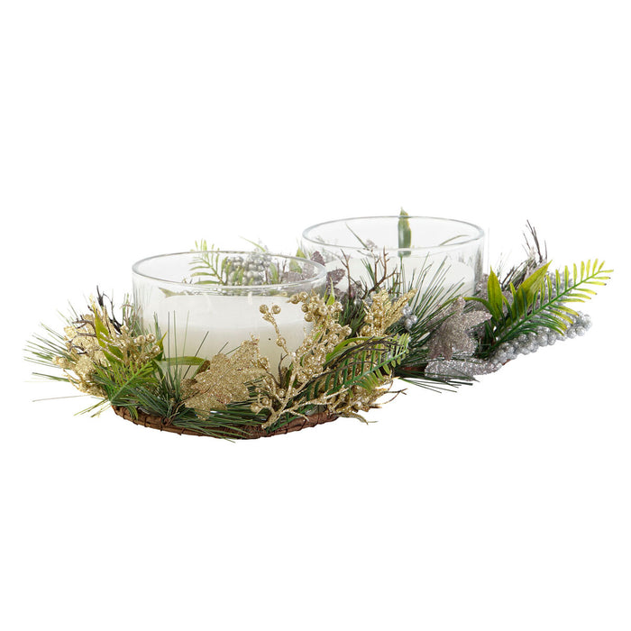 Свещ DKD Home Decor Златен Сребрист Коледа 21,5 x 21,5 x 8,5 cm (2 броя)