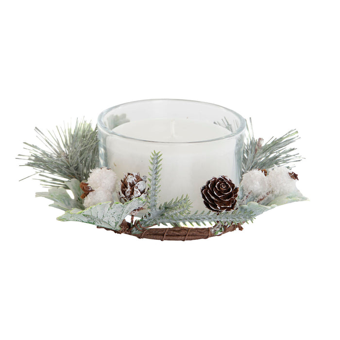 Свещ DKD Home Decor Бял Коледа 15 x 15 x 5.5 cm 13 x 13 x 5,5 cm