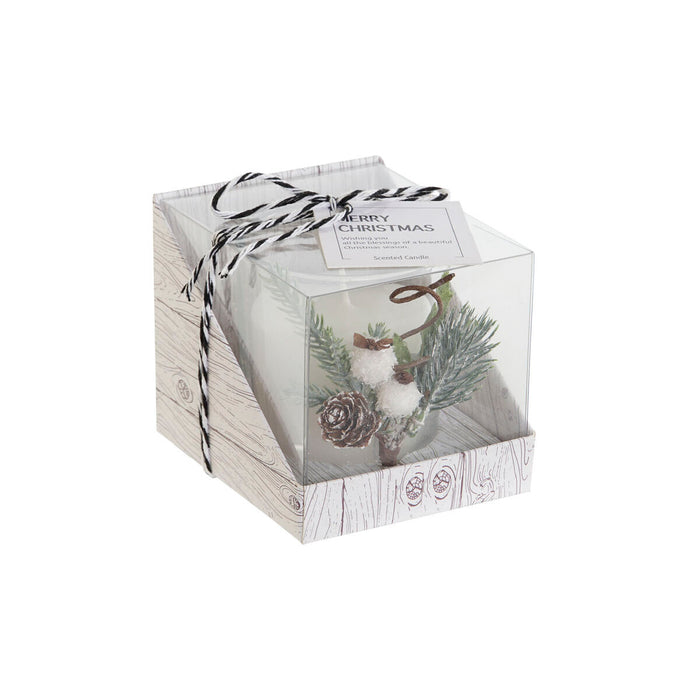 Свещ DKD Home Decor Бял Коледа 10,5 x 8,5 x 8,5 cm