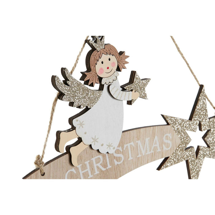 Висяща украса DKD Home Decor Бял Златен Дървен 22,5 x 0,5 x 15 cm (2 броя)