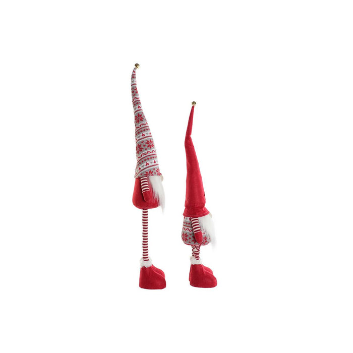 Коледна Украса DKD Home Decor Бял Червен Гном 14 X 11 X 73 cm (2 броя)