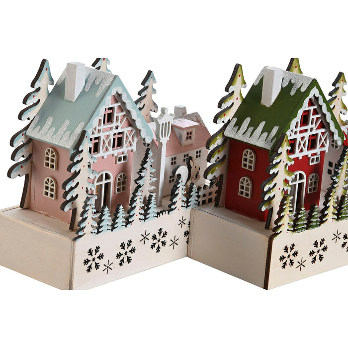 Коледна Украса DKD Home Decor Червен Розов 21 x 9,5 x 19 cm (2 броя)