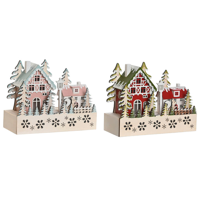 Коледна Украса DKD Home Decor Червен Розов 21 x 9,5 x 19 cm (2 броя)