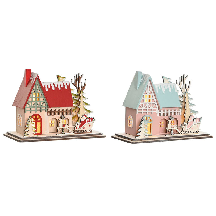Коледна Украса DKD Home Decor Червен Светло розово 23,5 x 11 x 20,5 cm (2 броя)