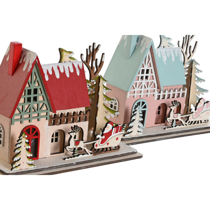 Коледна Украса DKD Home Decor Червен Светло розово 23,5 x 11 x 20,5 cm (2 броя)