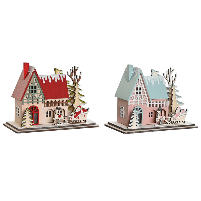 Коледна Украса DKD Home Decor Червен Светло розово 23,5 x 11 x 20,5 cm (2 броя)