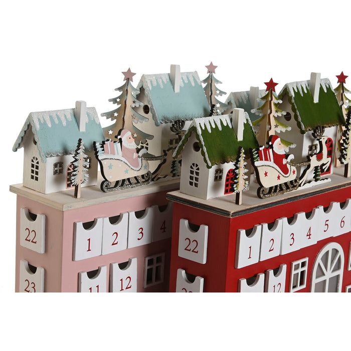 Коледен Календар DKD Home Decor Дървен 37,5 x 8,5 x 31 cm (2 броя)