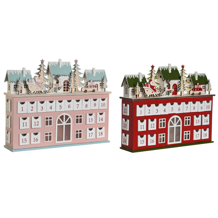 Коледен Календар DKD Home Decor Дървен 37,5 x 8,5 x 31 cm (2 броя)