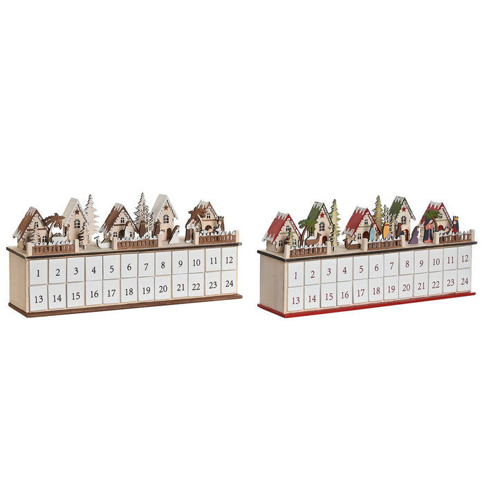 Коледен Календар DKD Home Decor Дървен 45 x 11 x 23 cm (2 броя)