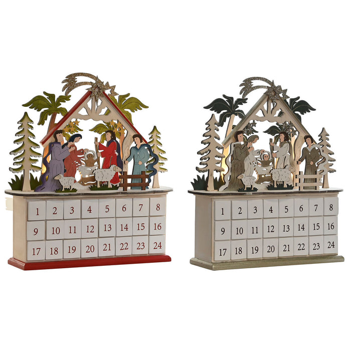 Коледен Календар DKD Home Decor Дървен 34 x 8,5 x 36,5 cm (2 броя)
